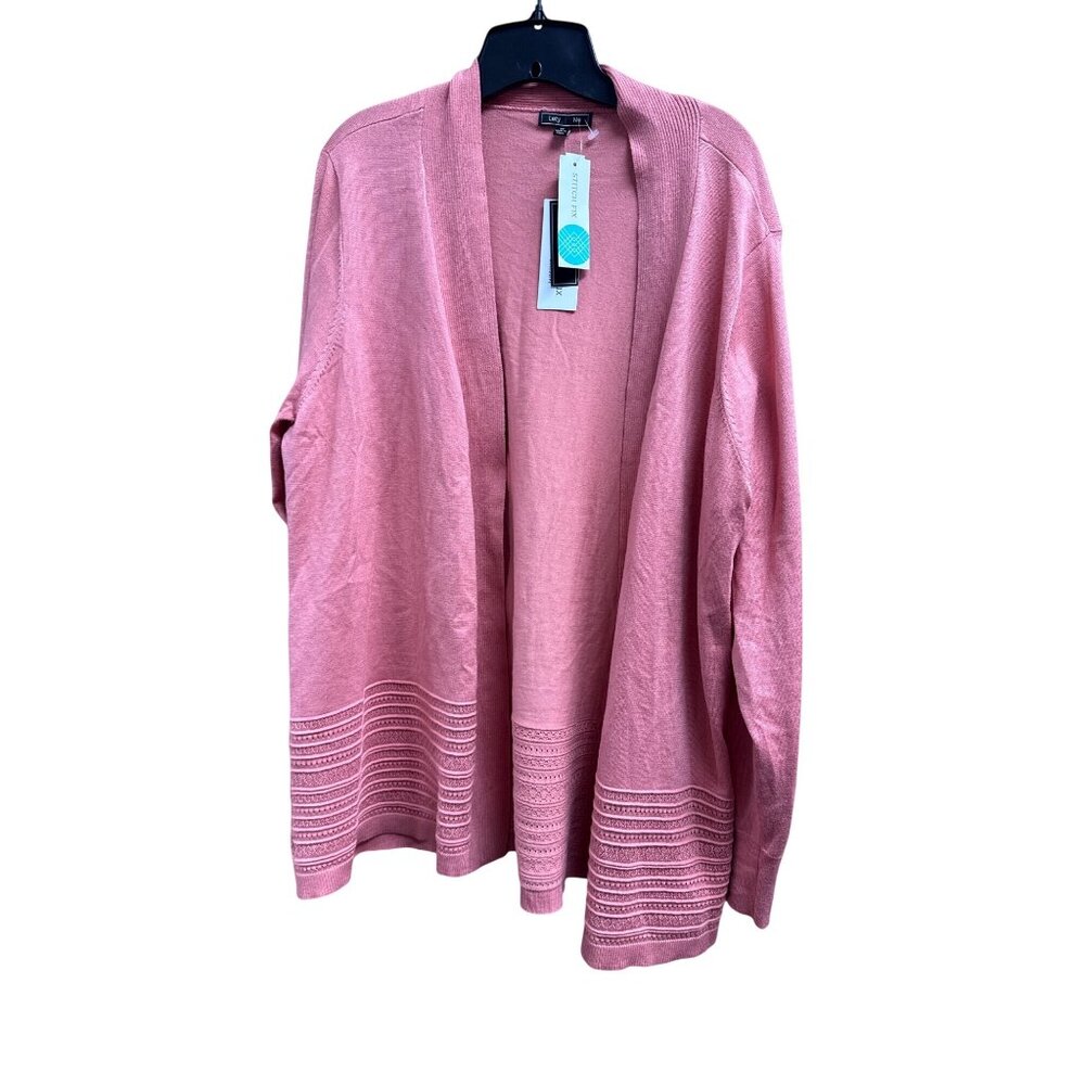 Whimsical Salmon Pink Pointelle Cardigan By Lety & Me Exclusive Knit Sweater